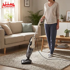 جاروبرقی ایستاده تفال UY5118 در حال نظافت پارکت با قدرت مکش بالا و طراحی کم‌صدا.